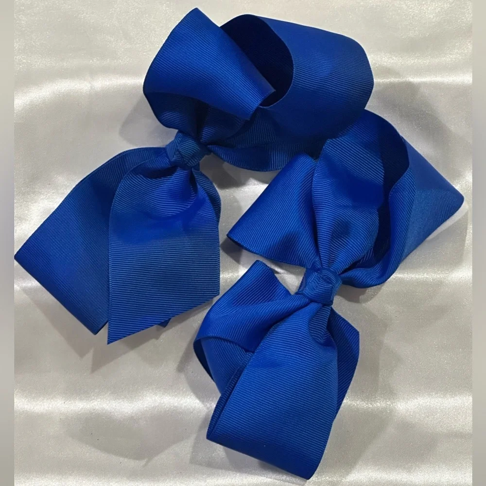 TWO Royal Blue Grosgrain Hair Bows for Kids -bundle w/ others & save on shipping